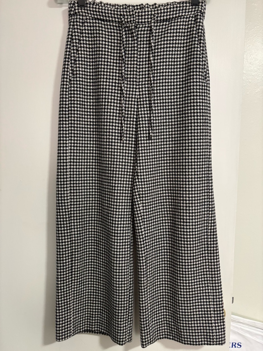 MaxMara Silver Logo Beads on Black & White Houndstooth